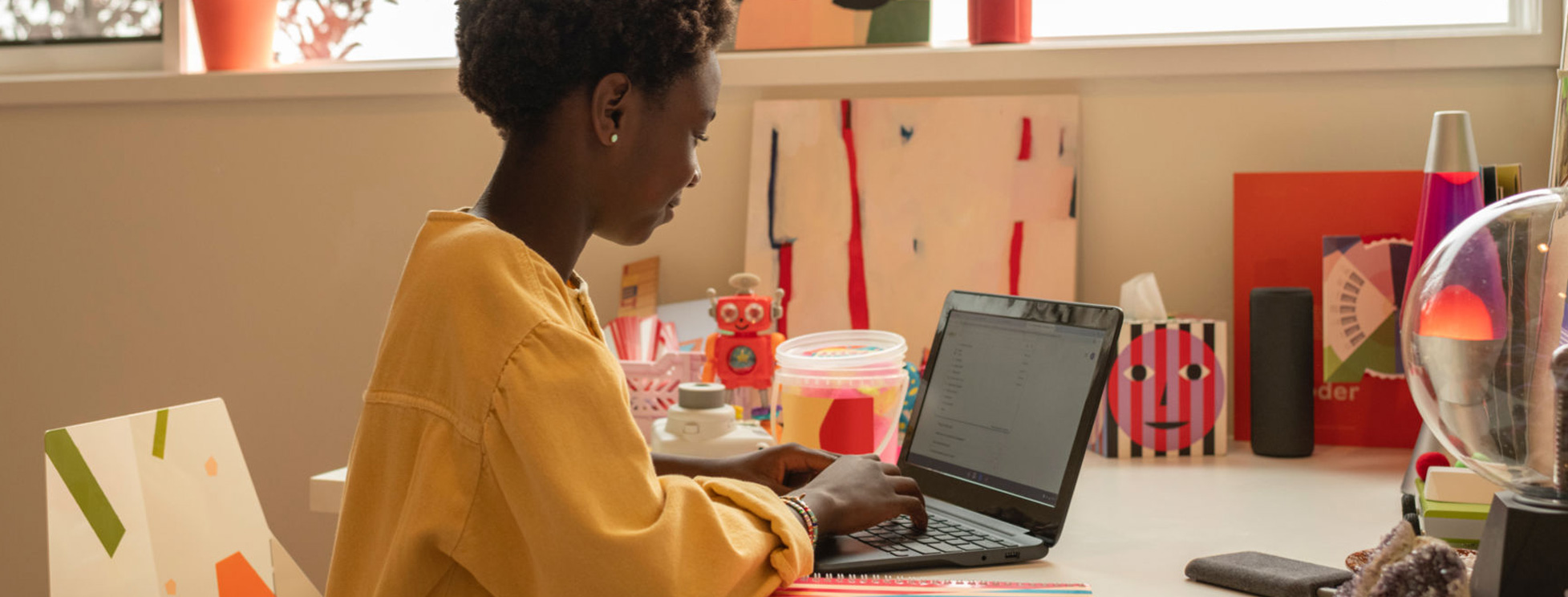 Woman working on computer with fast internet from Verizon at Grossmont Center